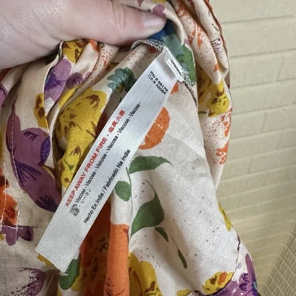 Anthropologie Floral Sleeveless Smocked Tank Top Size XS Adjustable Summer - Picture 5 of 5